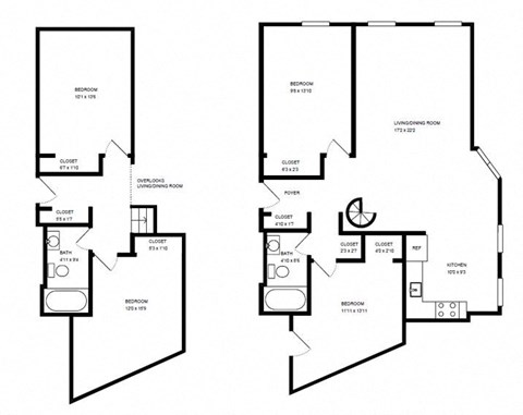 Floor plan for 4 beds, 2 baths, 1300 sqft